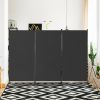 6-Ft Black 3-Panel Room Divider Screen with Steel Base and Heavy Duty Hinges