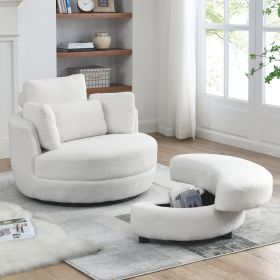 39"W Oversized Swivel Chair with moon storage ottoman for Living Room