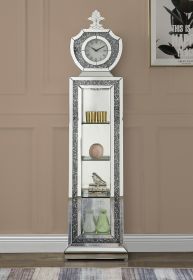 ACME Noralie GRANDFATHER CLOCK W/LED Mirrored & Faux Diamonds AC00351