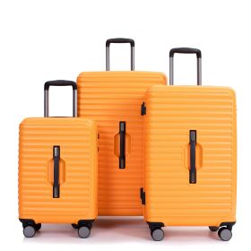 3 Piece Luggage Sets PC+ABS Lightweight Suitcase with Two Hooks, 360Â° Double Spinner Wheels, TSA Lock, (20/24/28) Orange