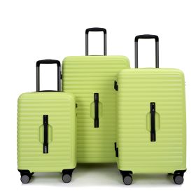 3 Piece Luggage Sets PC+ABS Lightweight Suitcase with Two Hooks, 360Â° Double Spinner Wheels, TSA Lock, (20/24/28) Light Green