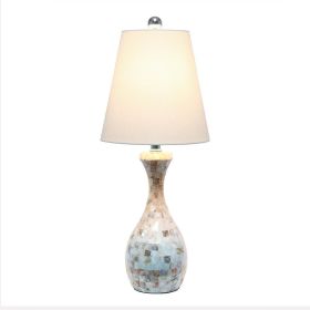 Seashell Mosaic Look Table Lamp with Cream Fabric Shade