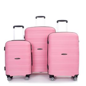 Hardshell Suitcase Spinner Wheels PP Luggage Sets Lightweight Durable Suitcase with TSA Lock,3-Piece Set (20/24/28) ,Pink