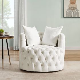 Modern Swivel Barrel Chair with 360Â° Rotating Base and 2 Pillows, Modern Velvet Reading Chair with Shell Chairs' Back, Swivel Chairs for Living Room