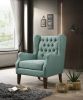 Irwin Teal Linen Button Tufted Wingback Chair