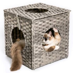 Cat Litter Cat Bed with Rattan Ball and Cushion