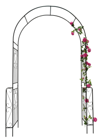 Metal Garden Arch W55'' x H94.5'' Garden Arbor Trellis Climbing Plants Support Rose Arch Outdoor Arch Black