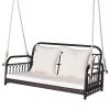 Wicker Hanging Porch Swing with Cushions