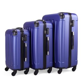 3-Piece Luggage Set (20/24/28), Expandable Carry on Suitcase with Spinner Wheels, Deep Blue