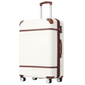 24 IN Luggage 1 Piece with TSA lock , Expandable Lightweight Suitcase Spinner Wheels, Vintage Luggage,White