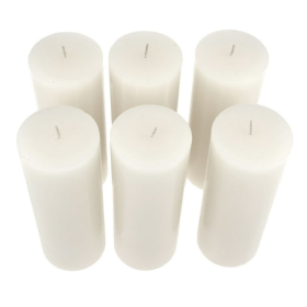 Stonebriar Unscented 3" x 6" 1-Wick White Pillar Candles, 6 Pack