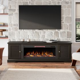 Bridgevine Home Topanga 83 inch Electric Fireplace TV Console for TVs up to 95 inches, Clove finish