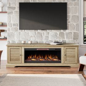 Bridgevine Home Topanga 83 inch Electric Fireplace TV Console for TVs up to 95 inches, Alabaster finish