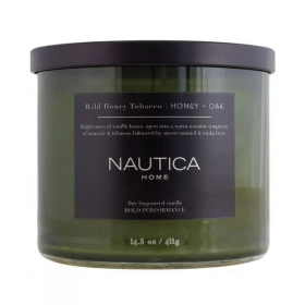 Nautica 14.5oz Soy Wax Blend 3 Wick Candle - Wild Honey Tobacco Honey & Oak