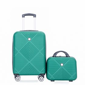 2Piece Luggage Sets ABS Lightweight Suitcase , Spinner Wheels, (20/14) DARK GREEN