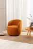 Teddy Fabric Swivel Accent Armchair Barrel Chair With Black Powder Coating Metal Ring,Caramel