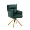 Green Velvet Contemporary High-Back Upholstered Swivel Accent Chair