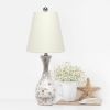 Seashell Mosaic Look Table Lamp with Cream Fabric Shade