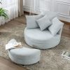 Orisfur. 360° Swivel Accent Barrel Chair with Storage Ottoman & 4 Pillows, Modern Linen Leisure Chair Round Accent for Living Room