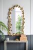 51.5" x 29" Full Length Arched Wall Mirror with Golden Leaf Accents, Decorative Mirror for Living Room Bedroom