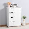 White Bathroom Storage Cabinet, Floor Cabinet with Adjustable Shelf and Drawers