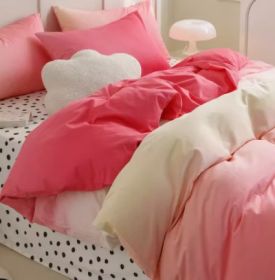 Simple Gradient Color Bed Four Sets Of Cotton Pure Cotton (Option: Rainbow Pink-0.9m bed sheet 1.5m)