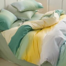 Simple Gradient Color Bed Four Sets Of Cotton Pure Cotton (Option: Iridescent green-0.9m bed sheet 1.5m)