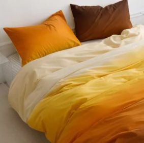 Simple Gradient Color Bed Four Sets Of Cotton Pure (Option: Setting sun-Flat Sheet-1.5m)