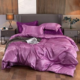 Ice Four-piece Set Cool Bare Sleeping Real Silk Quilt Cover Sheets (Option: Cameo Brown-1 Style)