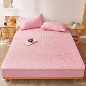 Cotton Clip Bed Hat Simple Solid Color Hotel Simmons All-inclusive Bed Cover (Option: Pink-150cmx200cm)