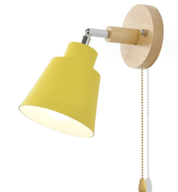 Wooden Zipper Bedside Wall Lamp (Option: Yellow-With switch-With light source)