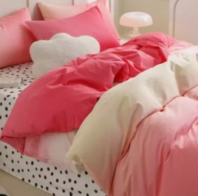 Simple Gradient Color Bed Four Sets Of Cotton Pure (Option: Rainbow Pink-Flat Sheet-1.8m)