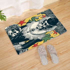 Halloween Flannel Floor Mat Bathroom Toilet Door Non-slop Mats Skull Absorbent Printing Floor Mat (Option: Halloween 210007-40x60)