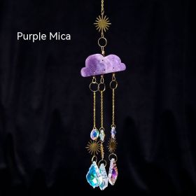 Natural Crystal Agate Cloud Sun Catcher Ornaments Window Sill Forest Garden Wind Chimes Color Lighting Pendant (Option: Purple Mica)