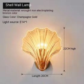 Simple Shell Glass Master Bedroom Italian Room Bedside Living Room Aisle Stair Background Wall Lamp (Option: Without Light Source-Champagne Gold Glass)