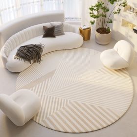 Silent Wind Absorbent Round Carpet Cream Wind Hanging Basket Dressing Table Bedroom Bedside Household Crystal (Option: Stripes 00-60X60cm)