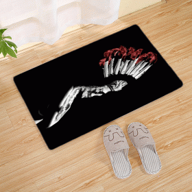 Halloween Flannel Floor Mat Bathroom Toilet Door Non-slop Mats Skull Absorbent Printing Floor Mat (Option: Halloween 210008-40x60)