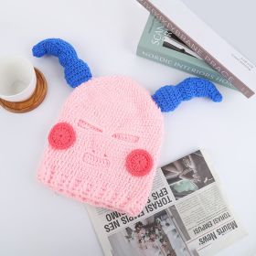 Creative Weaving Woolen Cap Internet Celebrity Headgear Men's Hat (Option: Pink And Blue Ears)