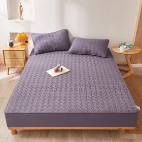 Cotton Clip Bed Hat Simple Solid Color Hotel Simmons All-inclusive Bed Cover (Option: Purple-120cmx200cm)