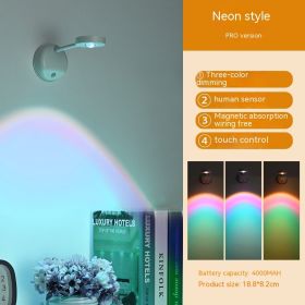 Smart Rechargeable Induction Lamp Wiring Free Punch-free Wall Lamp (Option: Neon Color)