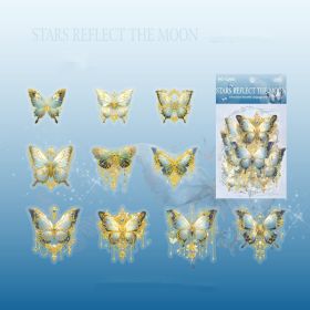 Mocard PET Sticker Package Boundless Butterfly Spectrum Series Three-dimensional Ice Crystal Laser Gold INS Style Butterfly Notebook Gu Nano SIM (Option: Stars Reflect The Moon)