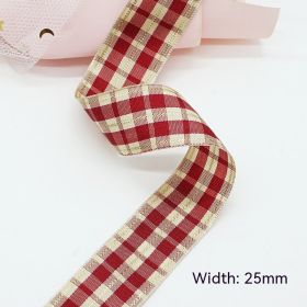 Solid Color Scottish Plaid Ribbon Hand-made DIY Clothing Ornament Bouquet Gift Packaging (Option: A313 Plaid Ribbon 38mm-A313-38mm25 Code Volume)