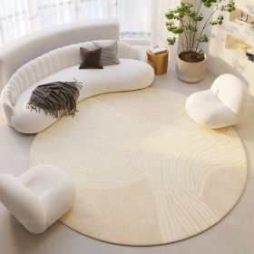 Silent Wind Absorbent Round Carpet Cream Wind Hanging Basket Dressing Table Bedroom Bedside Household Crystal (Option: Stripes 03-60X60cm)