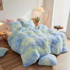 Mink Velvet Four Piece Set Long Plush Crystal Velvet Duvet Cover (Option: Mint green-1.5or1.8m flat sheet)