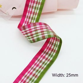 Solid Color Scottish Plaid Ribbon Hand-made DIY Clothing Ornament Bouquet Gift Packaging (Option: B009 Plaid Ribbon 16mm-B009-16mm25 Code Volume)