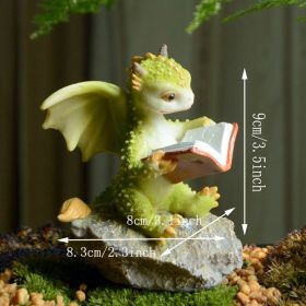 1pc Miniature Fairy Garden Figurines, Cute Resin Dragon Statue, Mini Dragon Reading Figurine, Mini Pink Dragon And Baby Statue, Fairy Garden Decor (Items: Dragon Reading On Stone)