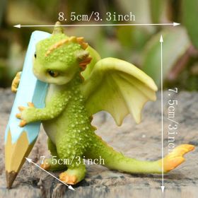 1pc Miniature Fairy Garden Figurines, Cute Resin Dragon Statue, Mini Dragon Reading Figurine, Mini Pink Dragon And Baby Statue, Fairy Garden Decor (Items: Drawing Dragon)