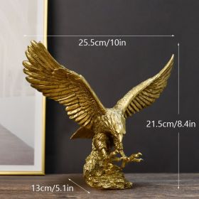 NORTHEUINS American Resin Golden Eagle Statue Art Animal Model Collection Ornament Home Office Desktop Feng Shui Decor Figurines (Color: Eagle M)