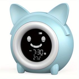 1pc Sleep Training Clock with Night Light, Sound Machine, Nap Timer, Snooze, Indoor Temperature (Color: Blue)