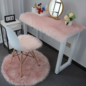 1pc Soft Plush Fur Rugs, Soft Fluffy Area Rug, Modern Faux Fur Rug, Fluffy Rug For Bedroom, White Rugs For Living Room, Carpet For Rooms (Color: Pink, size: 23.62*23.62inch)